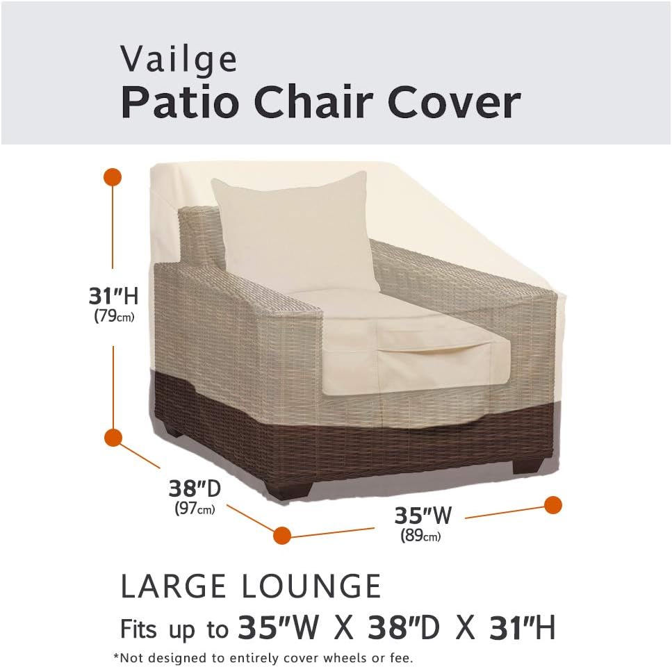 Vailge Heavy-Duty Waterproof Patio Chair Covers - Large Deep Seat Protection | 4 Pack, Beige & Brown