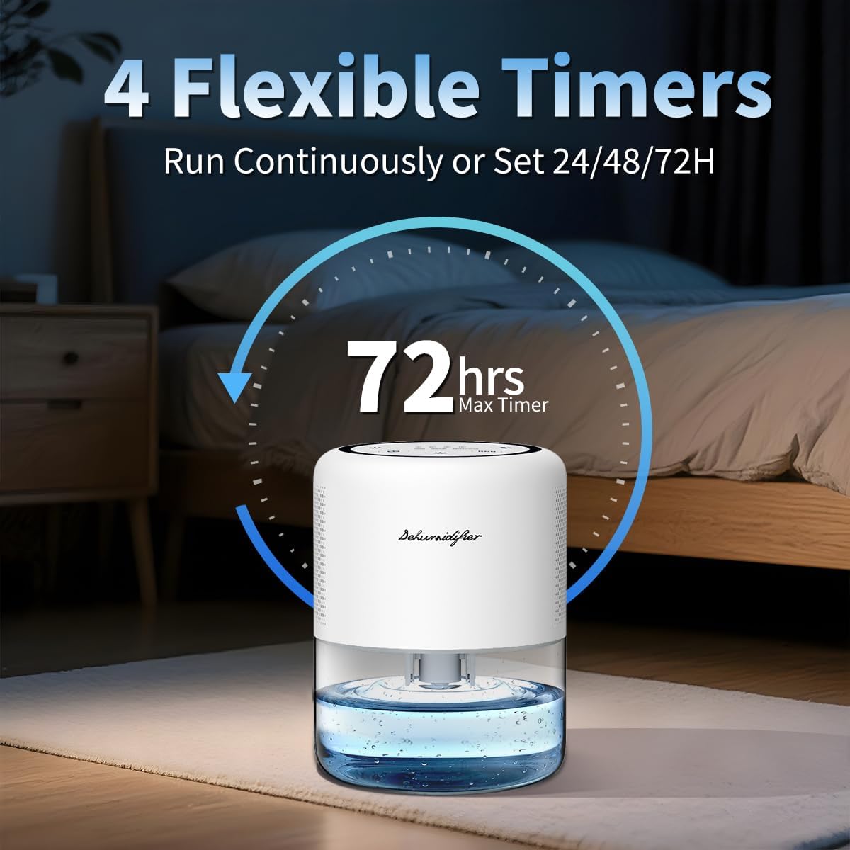 Skiennix 44oz Small Dehumidifier - Auto-Off, Quiet Operation, 10 Color Lights | Ideal for Bedrooms & Closets (215 sq.ft)