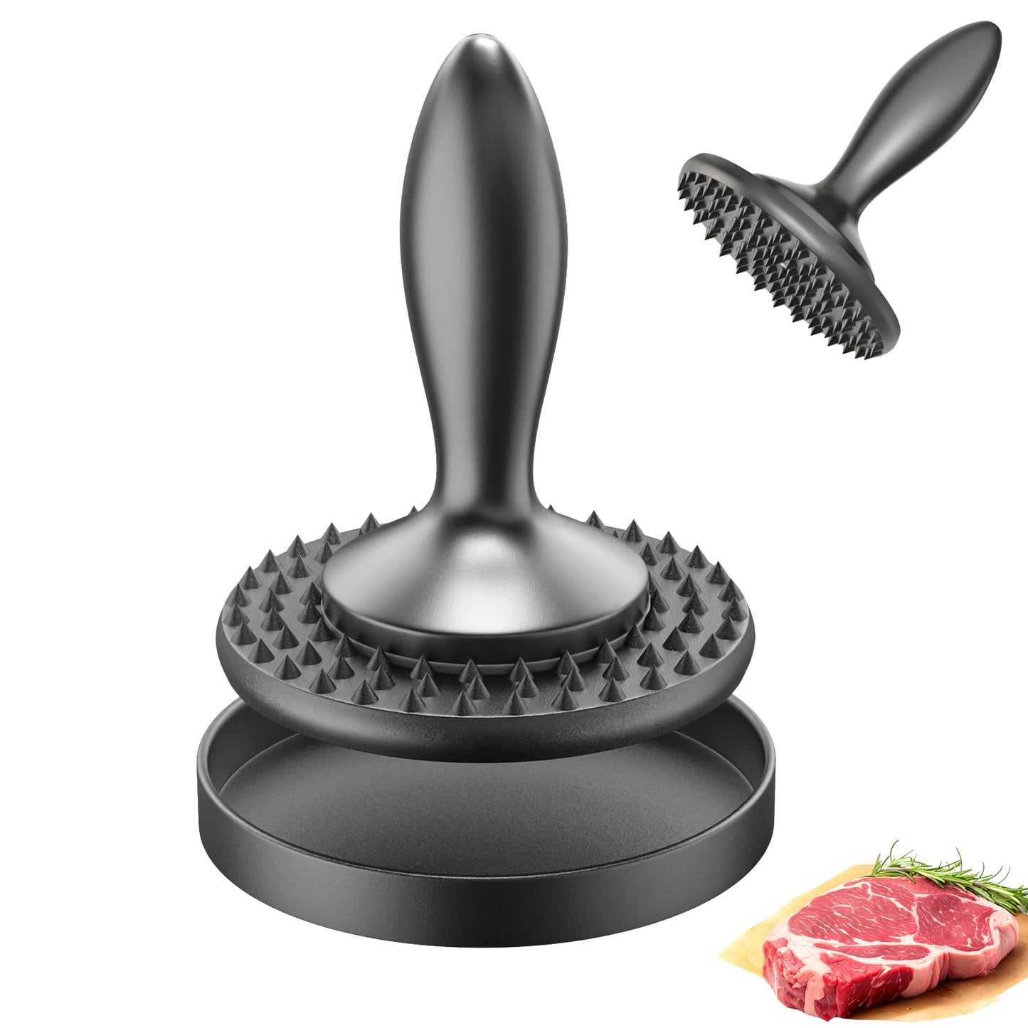 3 in 1 Meat Tenderizer Tool - Meat Mallet, Dual-Sided Kitchen Pounder for Tenderizing Steak, Chicken Cutlet