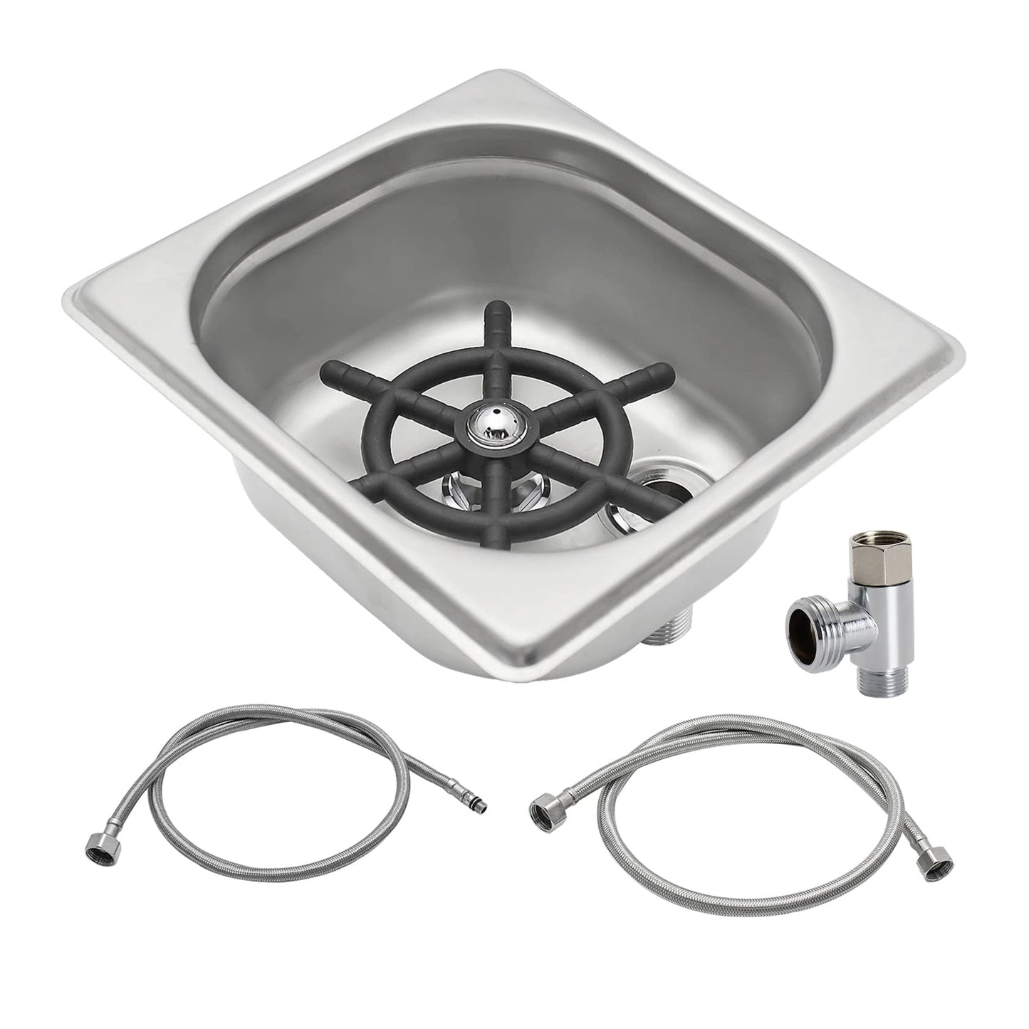 Pitcher Rinser , DIBTSA Automatic Glass Cup Washer , 304 Stainless Steel Coffee Milk Tea Cup Cleaner, for Home Kitchen Hotel Bar Restaurant (6.9x6.3x2.6 Inch)