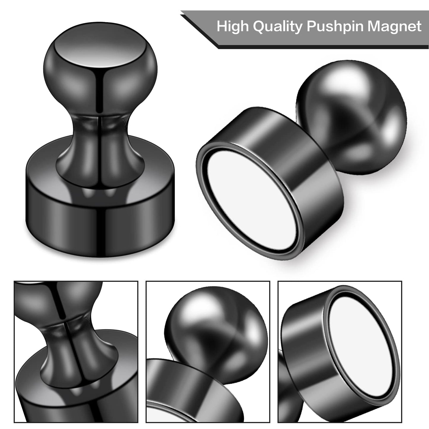 LOVIMAG Fridge Magnets 20Pcs Refrigerator Whiteboard Small Strong Magnet Classroom Kitchen Accessories Decorative Locker Set Decor Must Haves Office Calendar Refrigerador Magnetic Cute Crafts Black