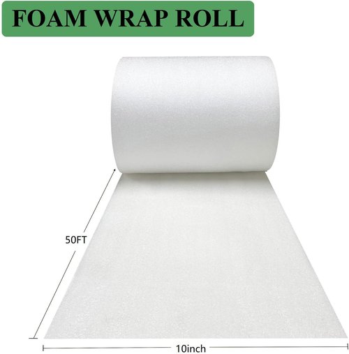 Foam Wrap Roll - 10 Inch Wide x 50 FT Length | Cushioning Foam for Moving & Fragile Protection