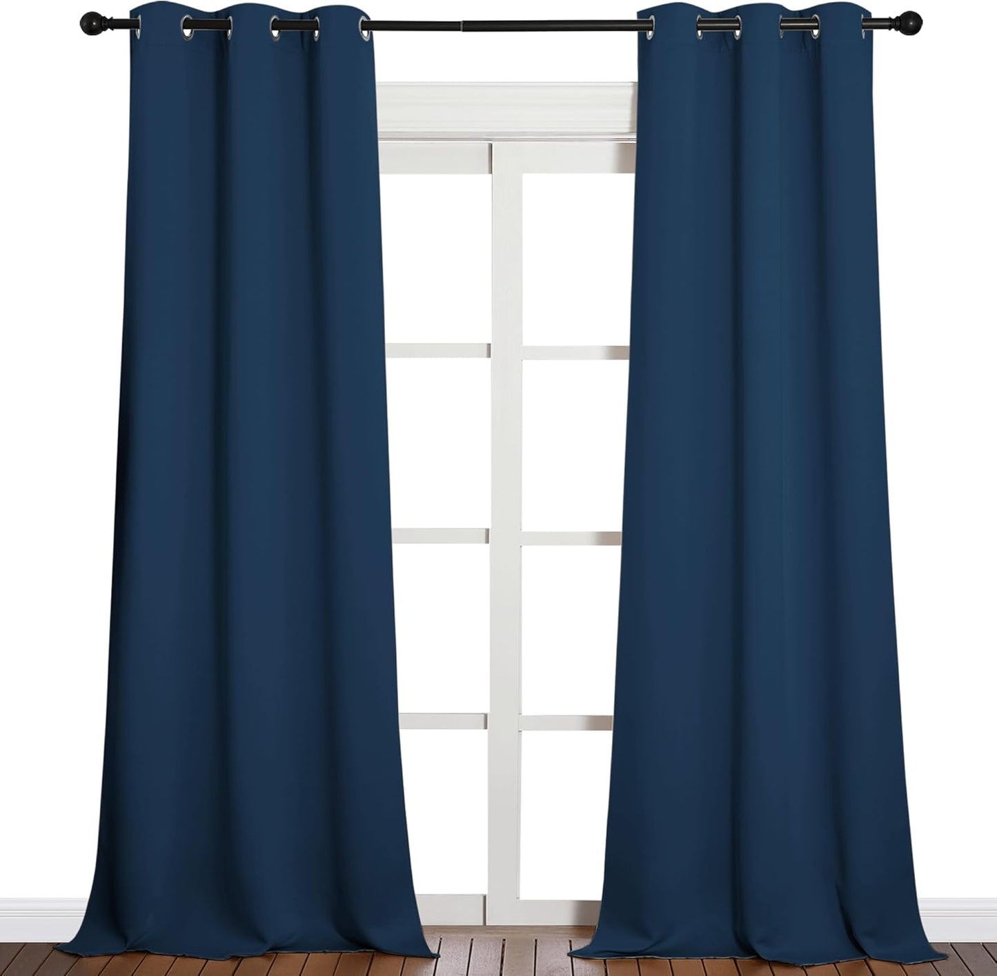 NICETOWN Blackout Curtains for Patio Glass Doors - Moroccan Blue, 42" Wide x 90" Long, Privacy Drapes