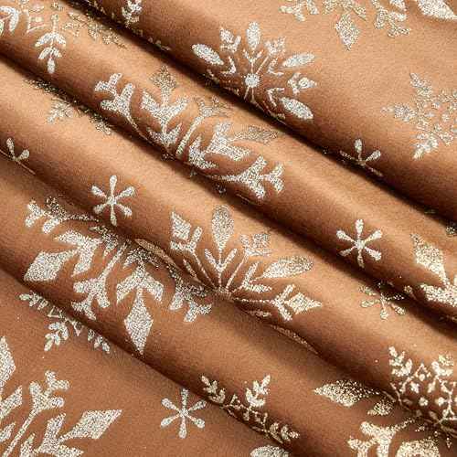 Christmas Day Table Runner,102¡¿11 Inches Velvet Luxury Gold Snowflakes Rectangle Long Farmhouse Table Runner for Romantic Events,Wedding Anniversary,Marriage Proposals,Engagements Party (Velvet/Brown)