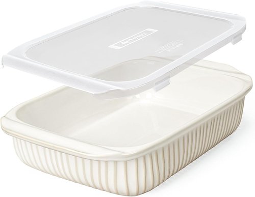 Artena Baking Dish - 5.1 Quart Casserole Dish with Handles | Oven Safe Ceramic Soup Crocks & Bowls