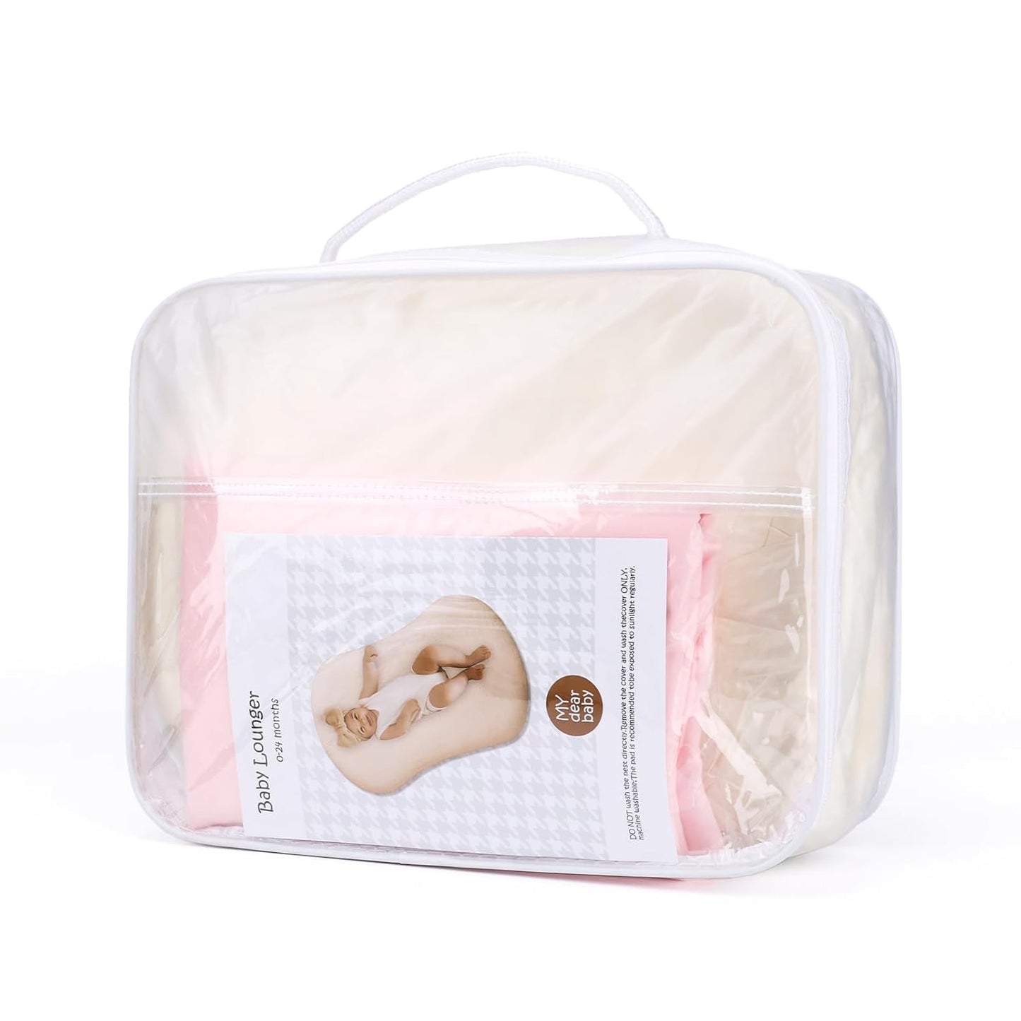 Skiennix Infant Support Cushion - Portable Baby Lounger & Tummy Time Mat, Soft Cotton, Waterproof (Pink)