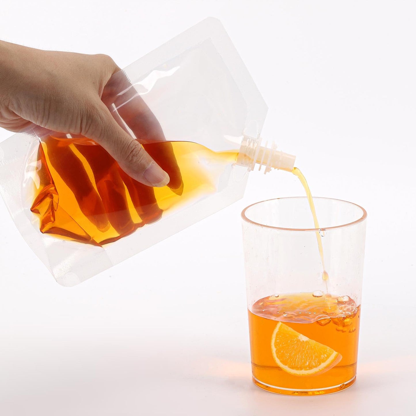 20 Pcs Plastic Flasks with Little Funnel, 8 Oz and 16 Oz Portable Leak-proof Juice Drink Pouches for Travel, Concerts, Camping