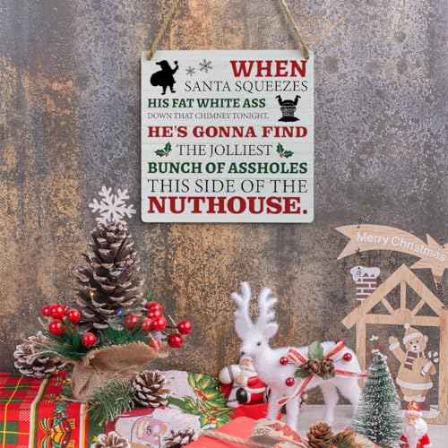 mmiishe Christmas Decor Christmas Vacation Christmas Signs Wall Art Farmhouse Wall Hanging Decor Winter House Snowflake Mistletoe Wood Sign for Festival Home Xmas Party Holiday Front Door Porch Decor