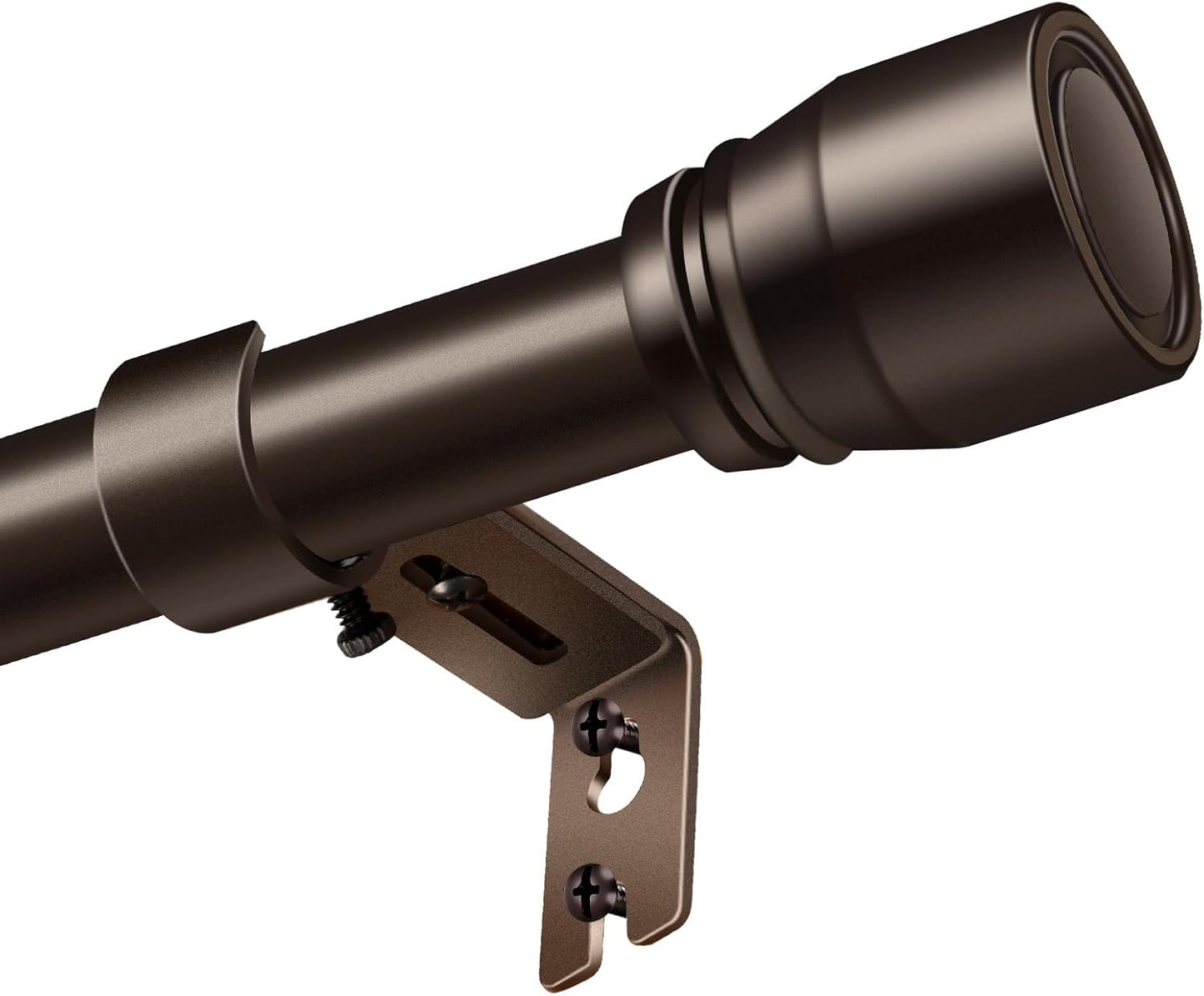 Regine Switzerland Heavy-Duty Adjustable Curtain Rod - 30 to 90 Inch, Brown, 1 Inch Diameter