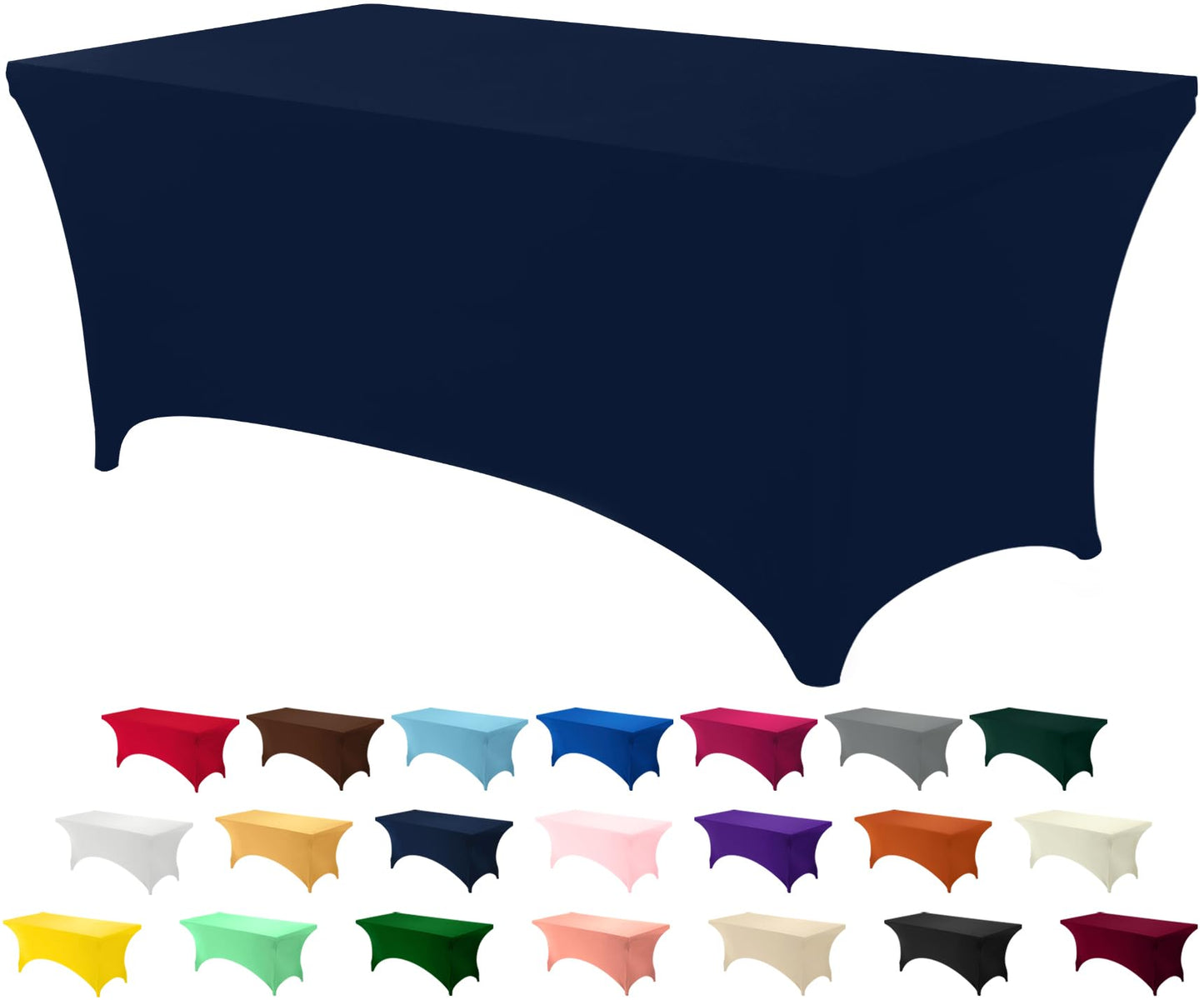 Utopia Kitchen 6ft Spandex Table Cloth Rectangle [1 Pack, Navy Blue] 200GSM Premium Stretch, Lycra, Washable and Wrinkle Resistant Table Cover Fitted for Event, Wedding, Banquet [72Lx30Wx30H Inch]