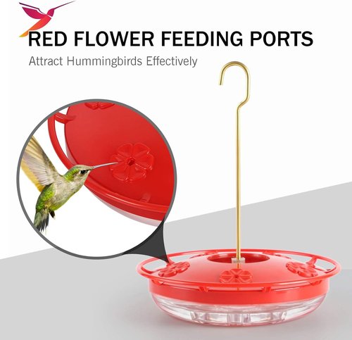 eWonLife Hummingbird Feeders - 16oz Leak-Proof Design with Ant Moat & Bee-Proof Ports | Easy Clean & Refill