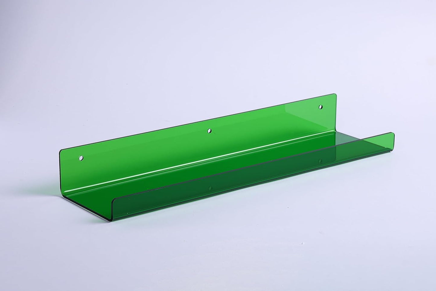 Upsimples Acrylic Wall Shelves - 15" Clear Green Floating Display Shelf Set for Bathroom & Bedroom | 4 Pack