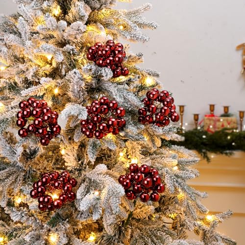 Soulchen Burgundy Christmas Berry Tree Picks Set of 6 - Holiday Ornaments