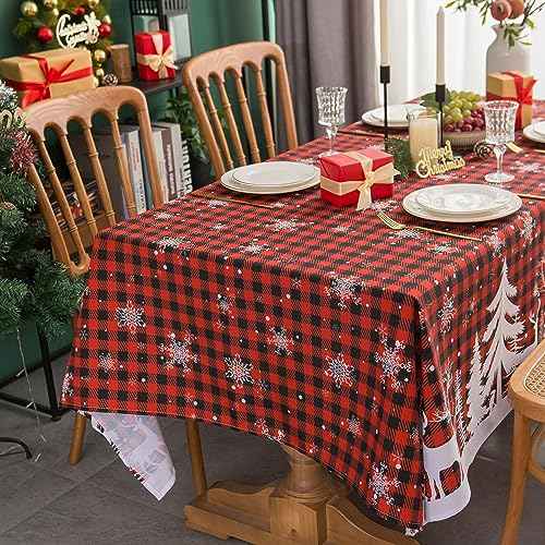 EHouseHome Indoor Outdoor Tablecloth Water Resistant Spill Proof Fabric Table Cover 60x102Inch Rectangle,Christmas Deer