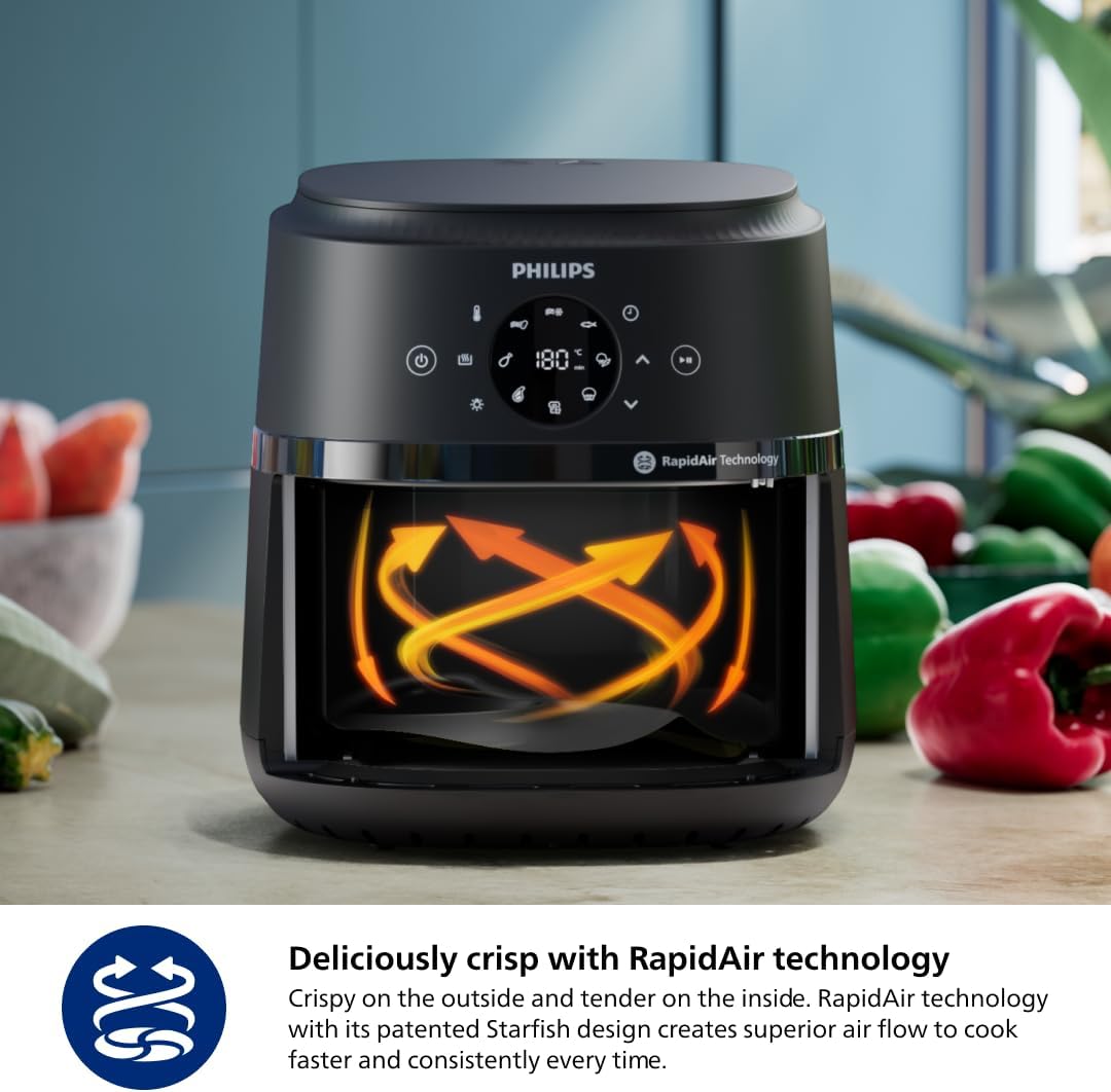 Philips Air Fryer 2000 Series - 13-in-1 Functions, 6.6 Quarts, Compact Design, Black | NA231/00