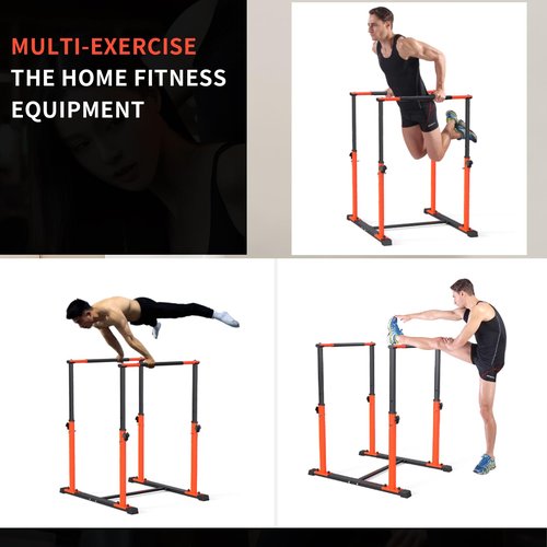 Dip Bar Station Functional Fitness Workout Dip bar 3 Level Adjustable Height Dip Stand 400lbs Heave Duty Dip Station for Full Body Workout Fitness