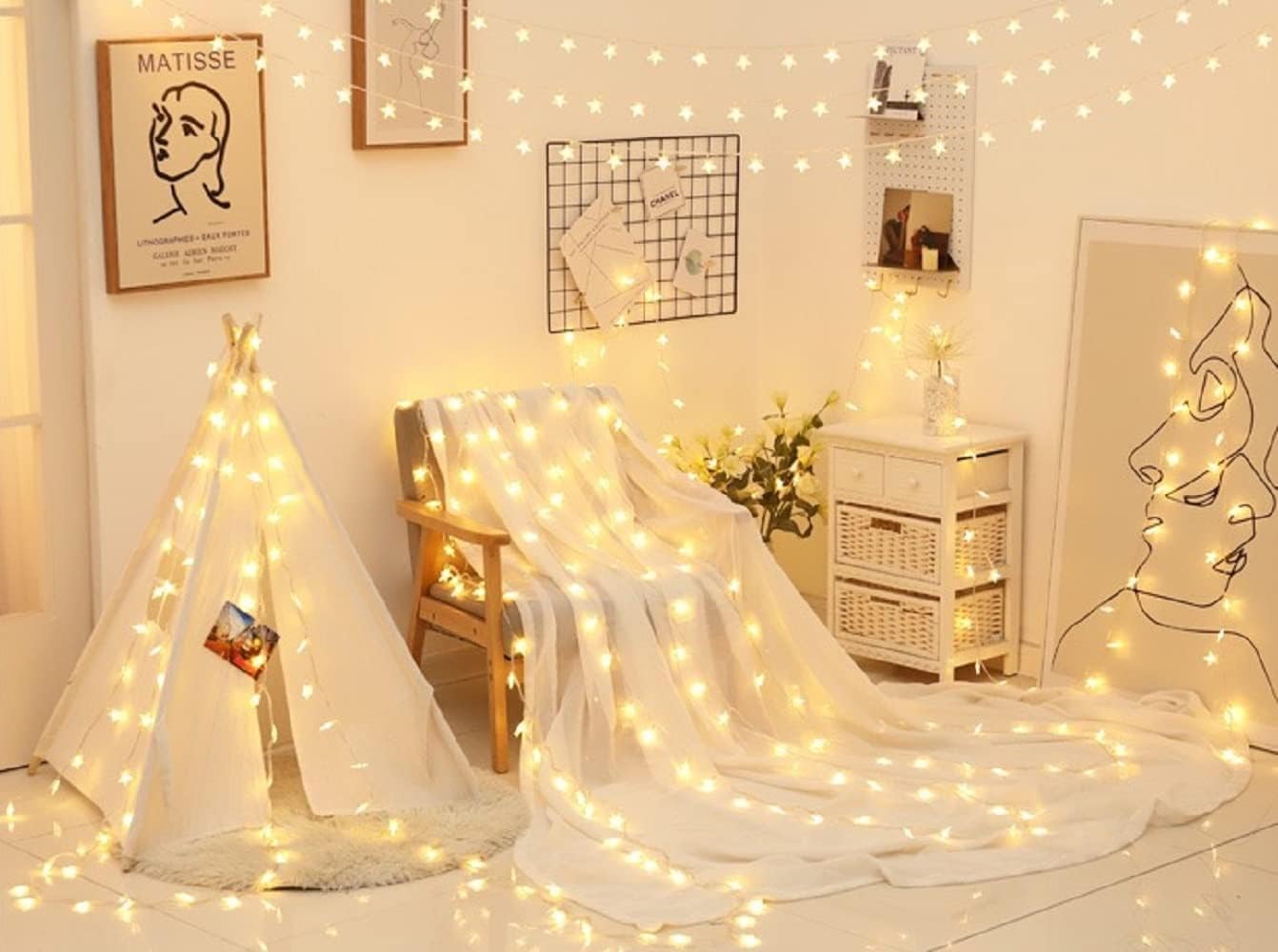 33ft 80 LED USB Star String Lights – Warm White Fairy Lights for Bedroom, Wedding, Party, Christmas, Indoor & Outdoor Decoration