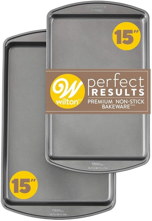 Wilton Perfect Results Nonstick Cookie Baking Sheets Set - 15 x 10 in, 2-Piece Steel, Scratch-Resistant, Dishwasher Safe