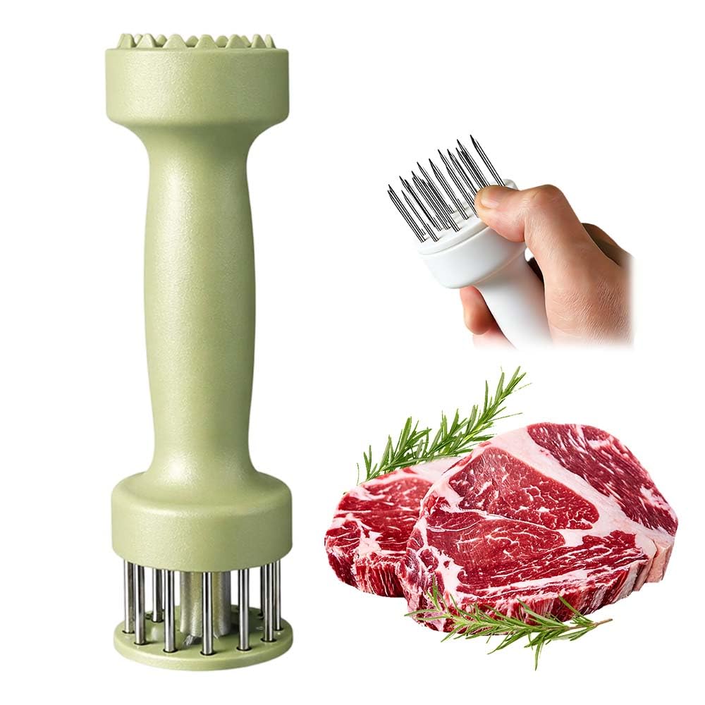 Meat Tenderizers, 2026 New Stainless Steel Steak Tenderizer Needle 20 Pin Steak BBQ Kitchen Cooking Tool, Meat Marinating Tool for Steak, Beef and Chicken (Green)