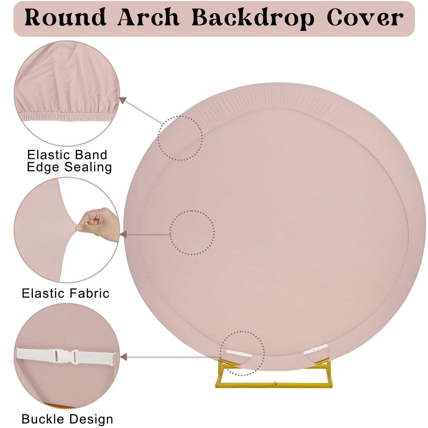 6.6ft Round Backdrop Stand and Pink Covers 1 Stable Balloon Arch Stand with Base and 1 Polyster Circle Arch Covers Metal Wedding Arch Backdrop Stand Frame for Parties Baby Shower Garden Decorations