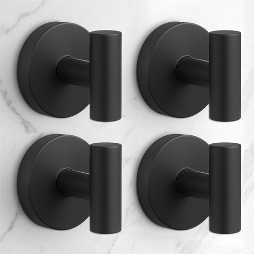 Heavy Duty Suction Cup Hooks by [Brand Name] - Removable Shower & Towel Hooks for Glass, Tile, Mirror | 4 Pack (Black)