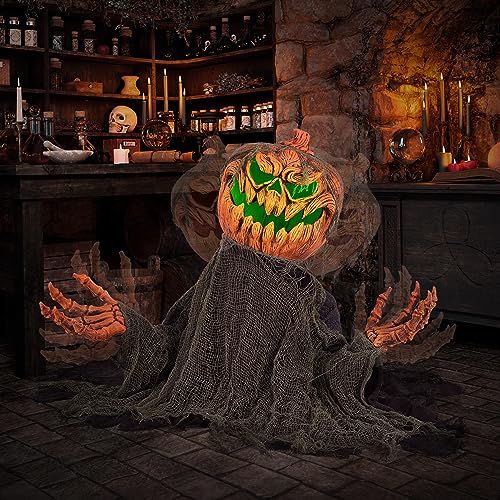 Halloween Animatronic Groundbreaker Pumpkin Decorations with Sound & Lights - Creepy Moving Pumpkin for Indoor Outdoor Yard - Variation: Groundbreaker Pumpkin