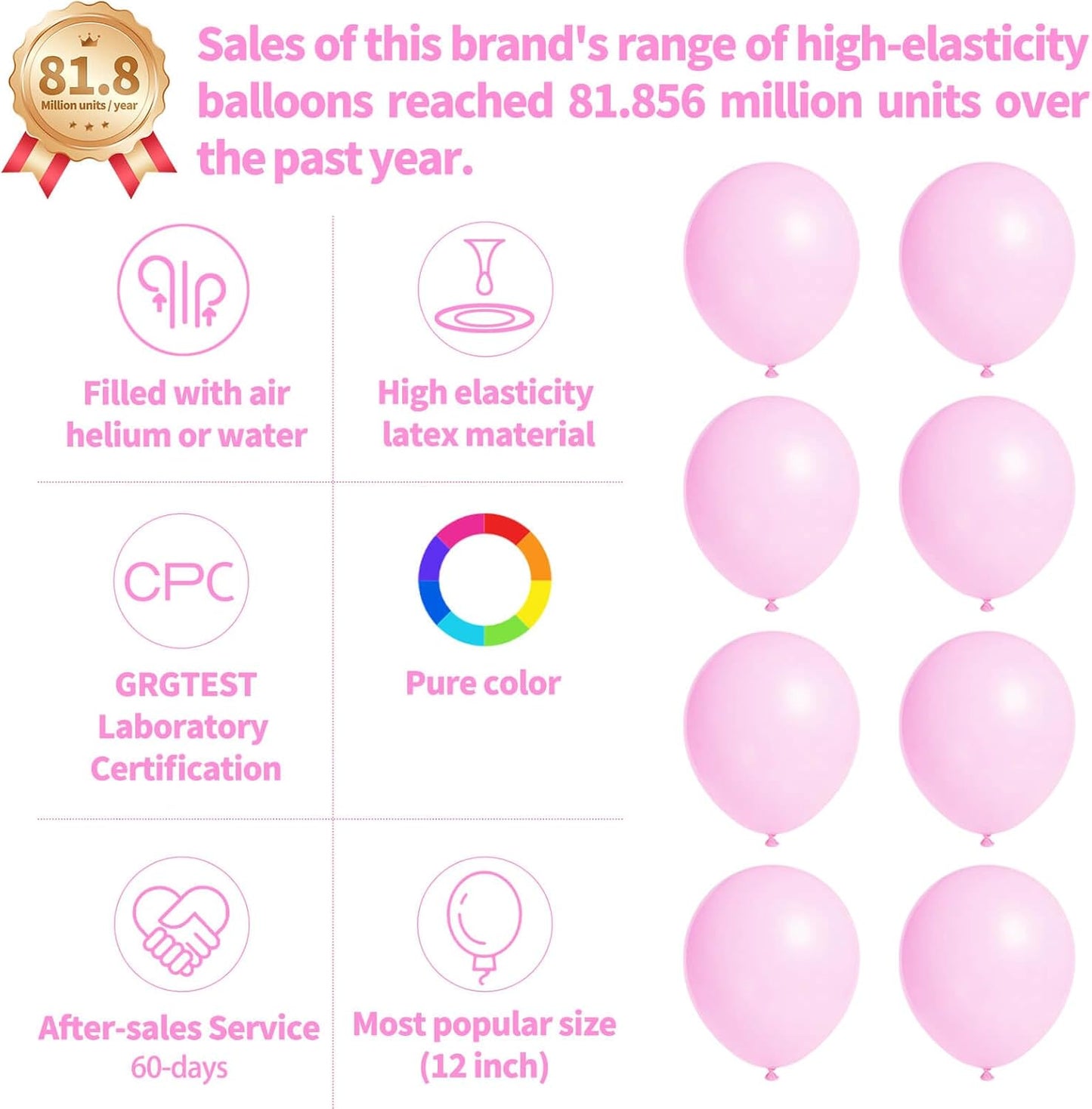 Pastel Pink Balloons by [Brand Name] - 12 Inch Latex Balloons for Birthday Party & Baby Shower | 110 Pack