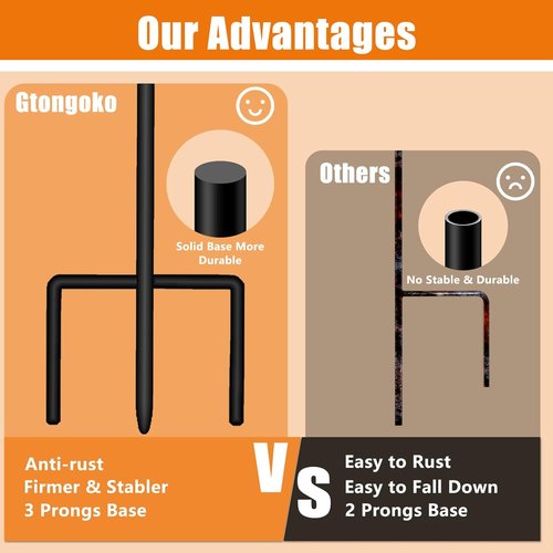 Gtongoko 48-Inch Shepherd's Hooks - Adjustable Garden Hooks for Hanging Plants & Lanterns | Matte Black, 4-Pack