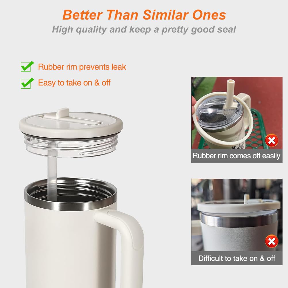 2-Pack Leak Proof Lid Replacement 40 oz, Only Fit for Stanley Quencher H2.0 Tumbler, Reusable Flip Straw Lid Top Cover for Stanley 40oz Cup Accessories, Replacement of Leaking Original Lids, Purple