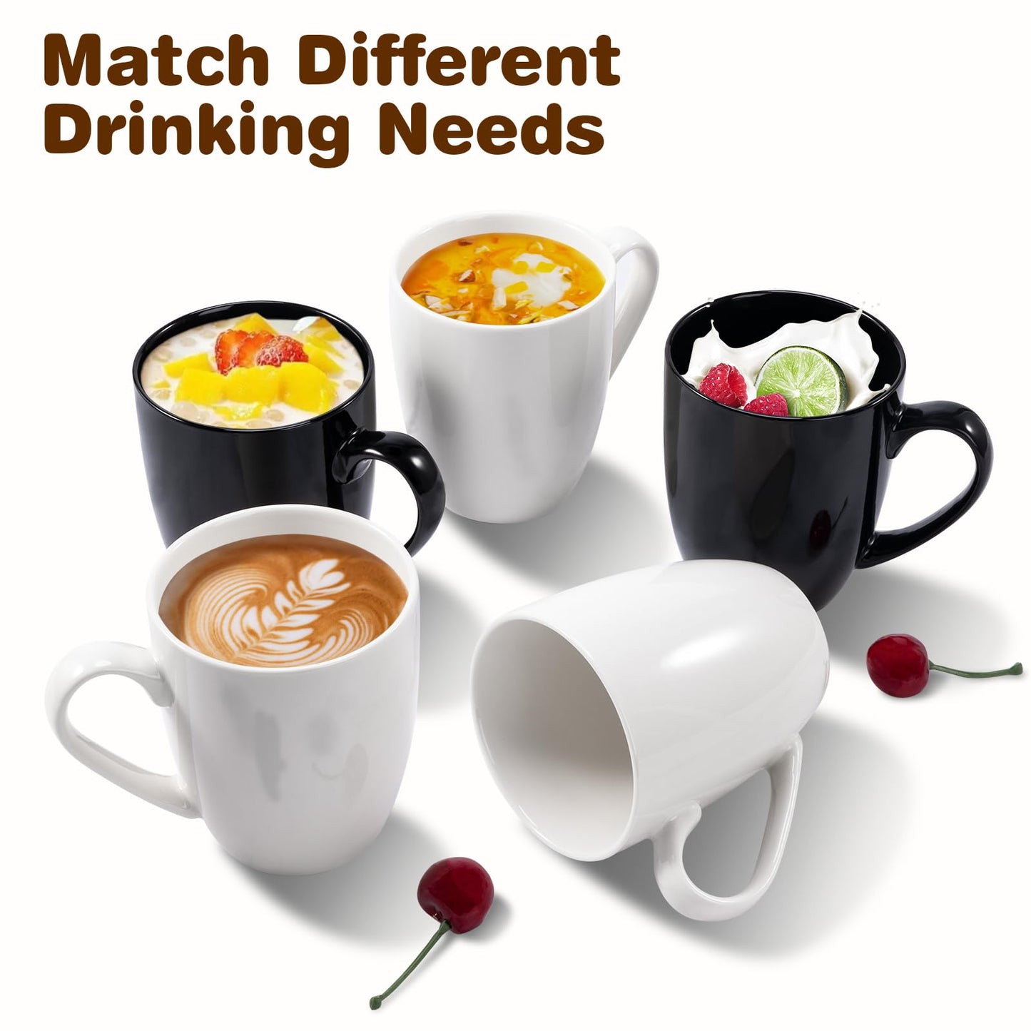 Urbanstrive 16 oz Large Coffee Mugs Set of 4 Ceramic Coffee Mug White Coffee Cups Tea Cups Idea Gift for Women Men House Warming Gifts New Home Office, White 4 Pack