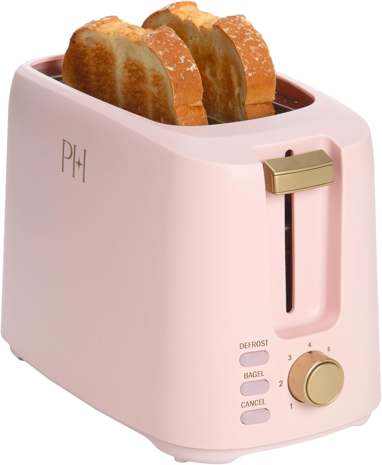 Paris Hilton 2-Slice Toaster - Extra-Wide Slots & 7 Browning Settings | Pink with Bagel & Defrost Functions