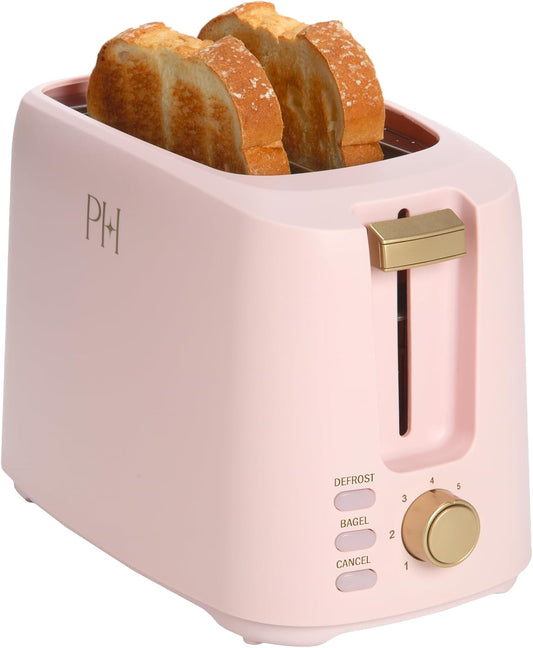 Paris Hilton 2-Slice Toaster - Extra-Wide Slots & 7 Browning Settings | Pink with Bagel & Defrost Functions