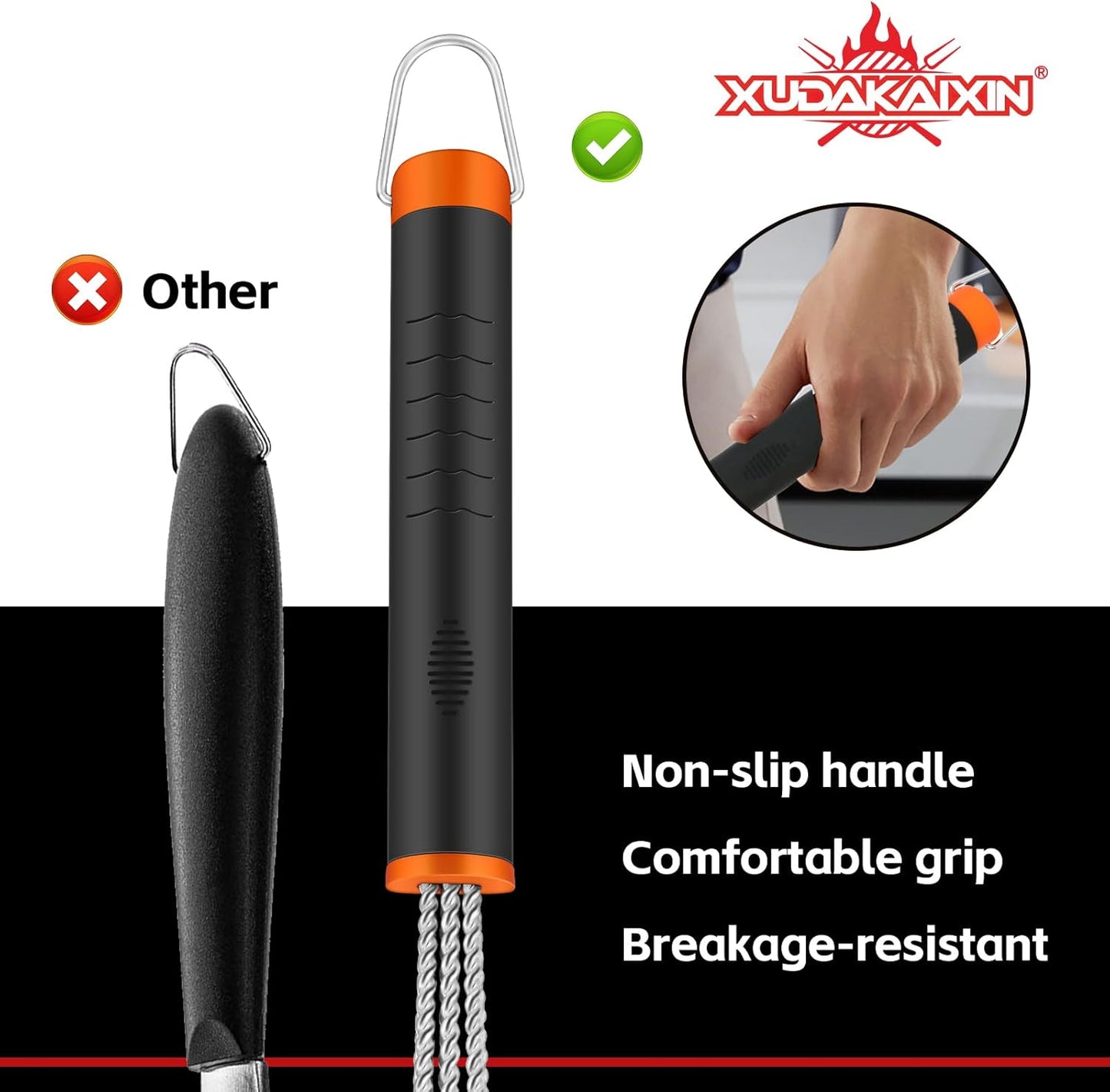 XUDAKAIXIN Grill Brush - Safe Nylon Bristles for Effective BBQ Cleaning | Durable Outdoor Grill Tool (Blue)