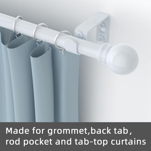GXOACKJ Heavy-Duty Metal Curtain Rod Set - Decorative White, 48 to 84-Inch with Brackets