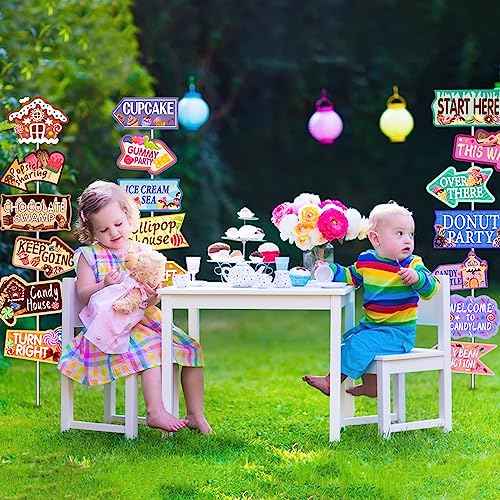 20 PCS Candyland Party Decorations, Candy Land Party Sign Welcome Candyland Candy House Donut Party for Sweet Candy Theme Party Supplies