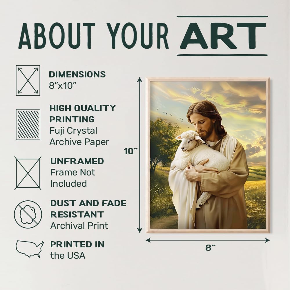 Skiennix Religious Wall Decor - Lamb of God Jesus Artwork for Farmhouse Home | Catholic Wall Art
