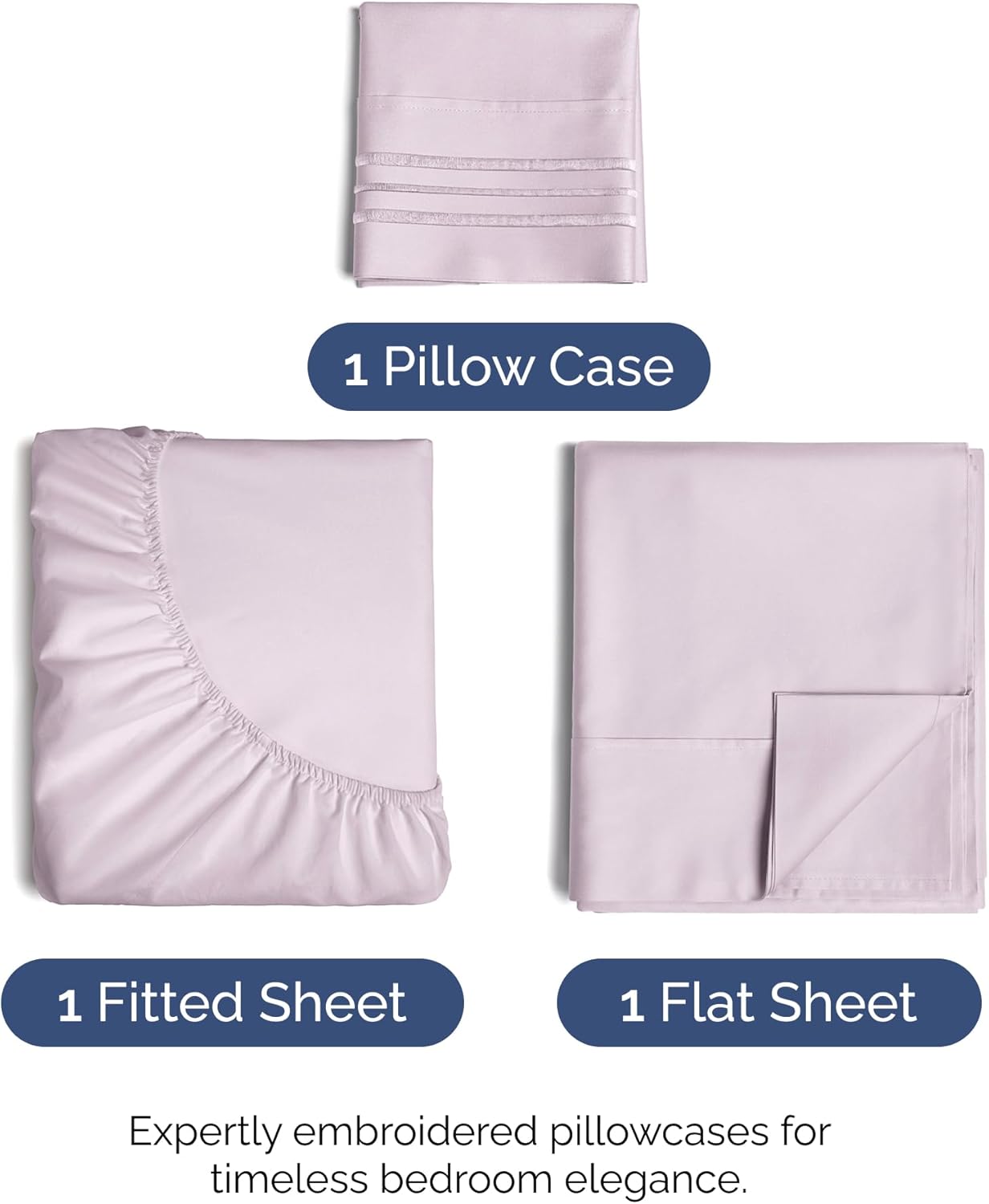 Skiennix Twin Size Sheet Set - Comfy Cooling Bed Sheets for All Ages - Deep Pockets, Soft & Wrinkle-Free - Light Lavender