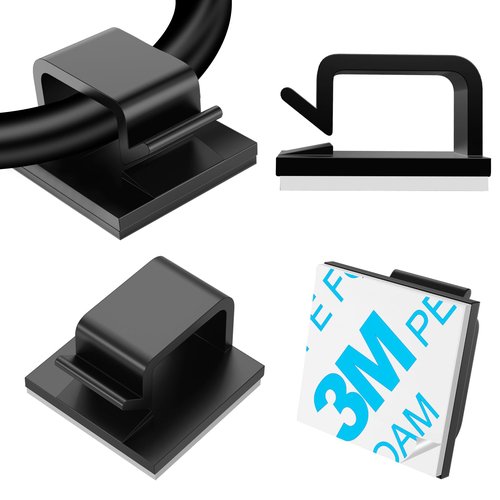 120 PCS Cable Clips, Adhesive Cord Clips for Wires on Wall, Strong Wire Clips Holders Cord Organizer for Cable Management, Christmas Lights, USB, Phone Charger, Cat 6, Car Dash Cam (Small, Black)