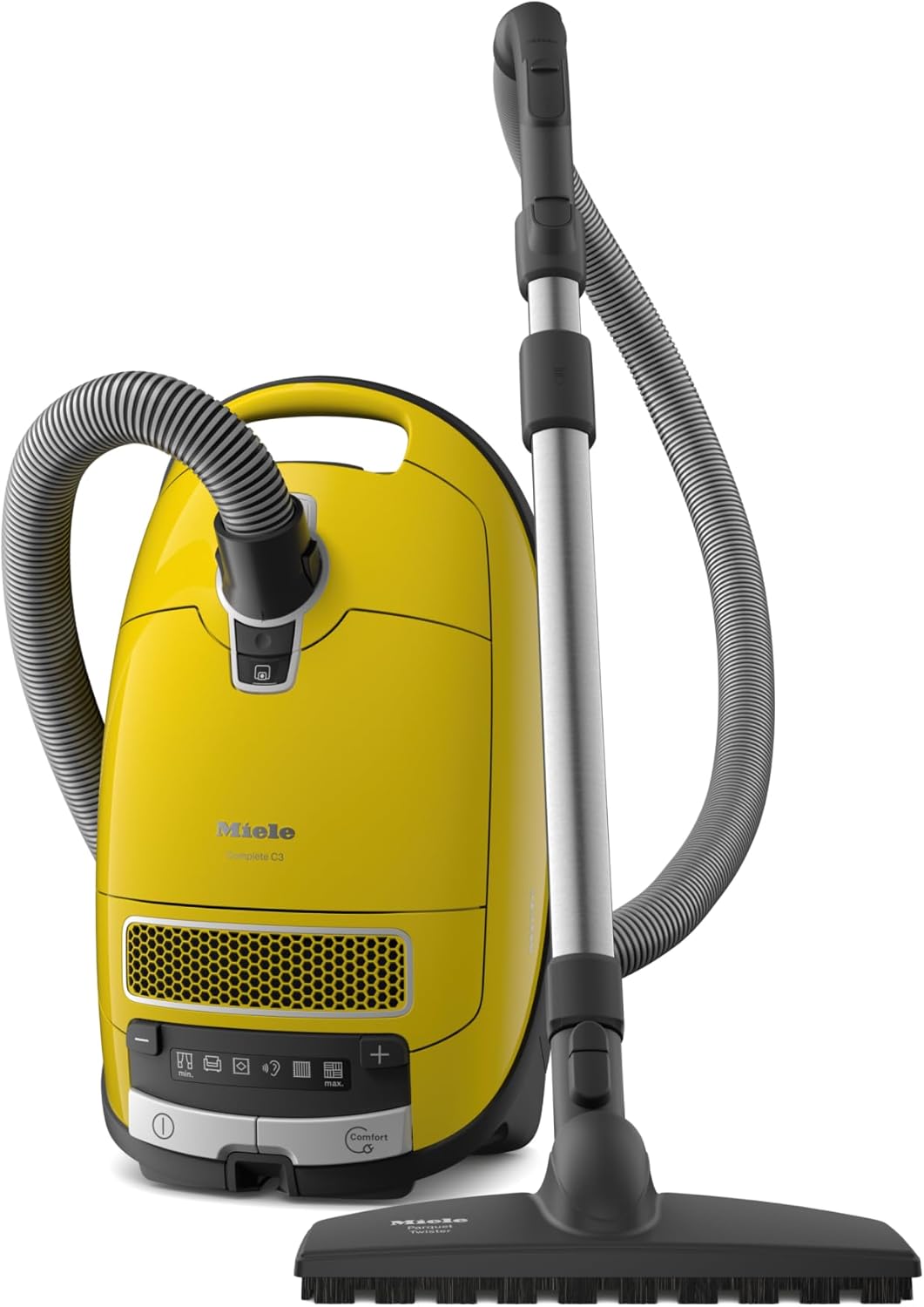 Miele Complete C3 Calima Vacuum Cleaner - Bagged Canister with Turbobrush for Carpets & Hard Floors | Curry Yellow
