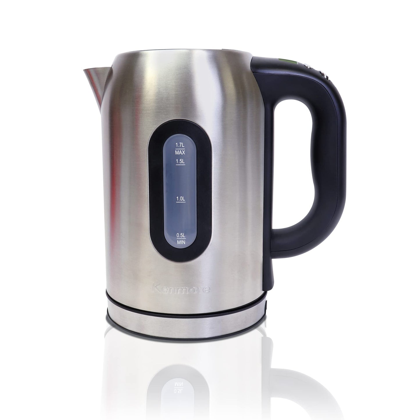 Kenmore Digital Cordless Kettle1.7 L/1.8 Quarts Capacity, Stainless Steel Electric Kettle with Digital Temperature Control, Concealed Heating Element, and Keep Warm Mode, Silver, Standard
