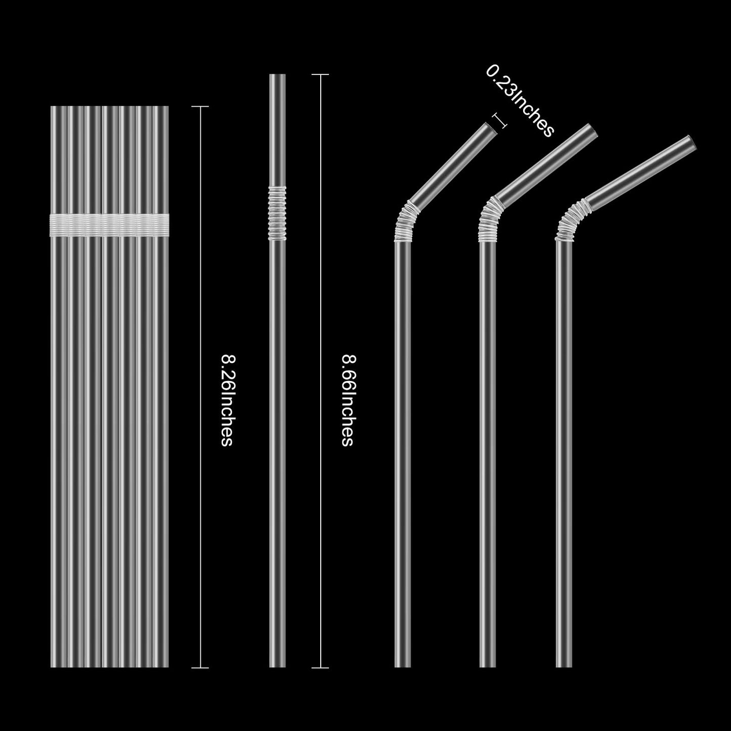 [Individually Wrapped] 100 Pcs Clear Flexible Plastic Straws, Disposable Bendy Straws, 8.26" Long and 0.23'' Diameter, BPA-Free