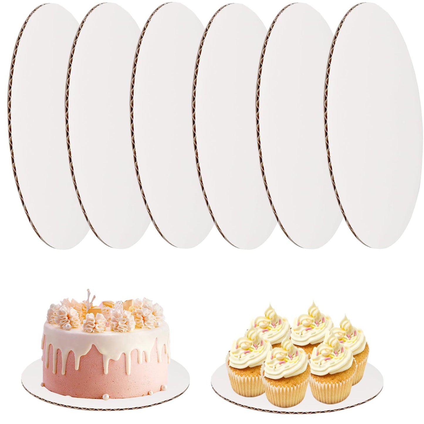 Ehonik 25Pcs Round Cake Boards, 10 Inch White Food-Graded Corrugated Cardboard, Waterproof and Oil-Proof Cake Plates Pizza Plates for Dessert, Baking, Cake DIY and Craft Display