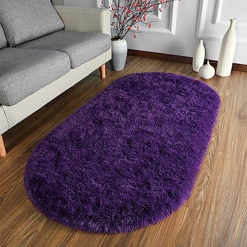 Softlife Large Purple Area Rug 8x10 & 2.6x5.3 Feet Soft Shaggy Plush Carpet for Living Room Bedroom Kids Nursery Christmas