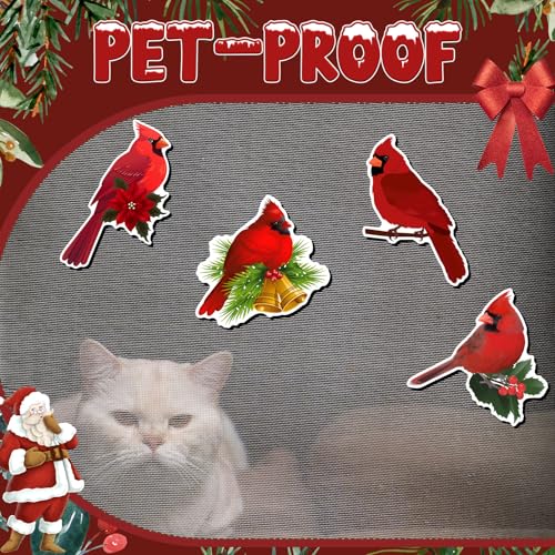 Photect 8 Pcs Cardinal Bird Screen Door Magnets - Christmas Variation