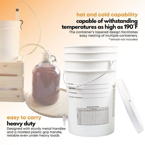 FastTrack Fermentation Bucket with Spigot | Home Brewing Wine Fermenter with Spigot | 100% Food Grade-BPA Free Fermenting Bucket for your Beer, Wine, Mead, Cider, or any other Fermented Beverage