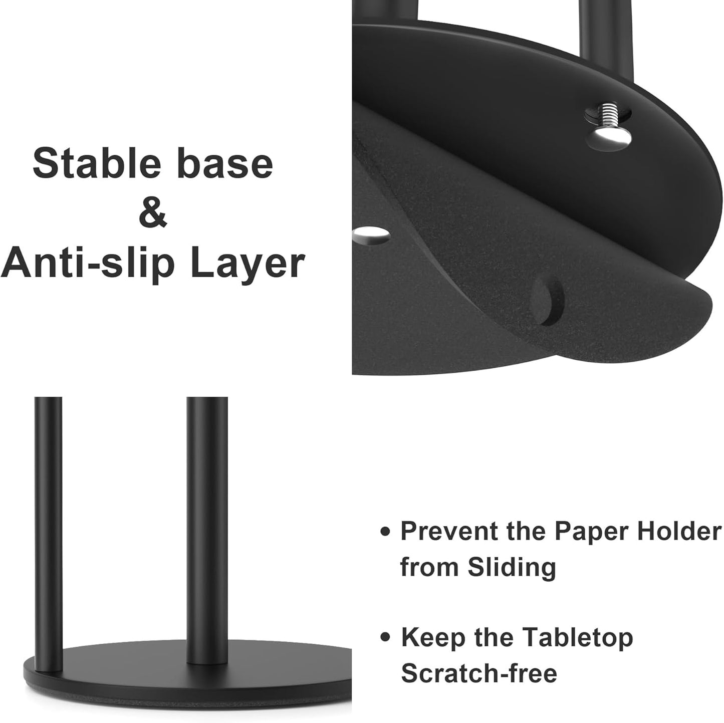 Premium Stainless Steel Paper Towel Holder by [Brand Name] - Black Countertop Dispenser with Weighted Base