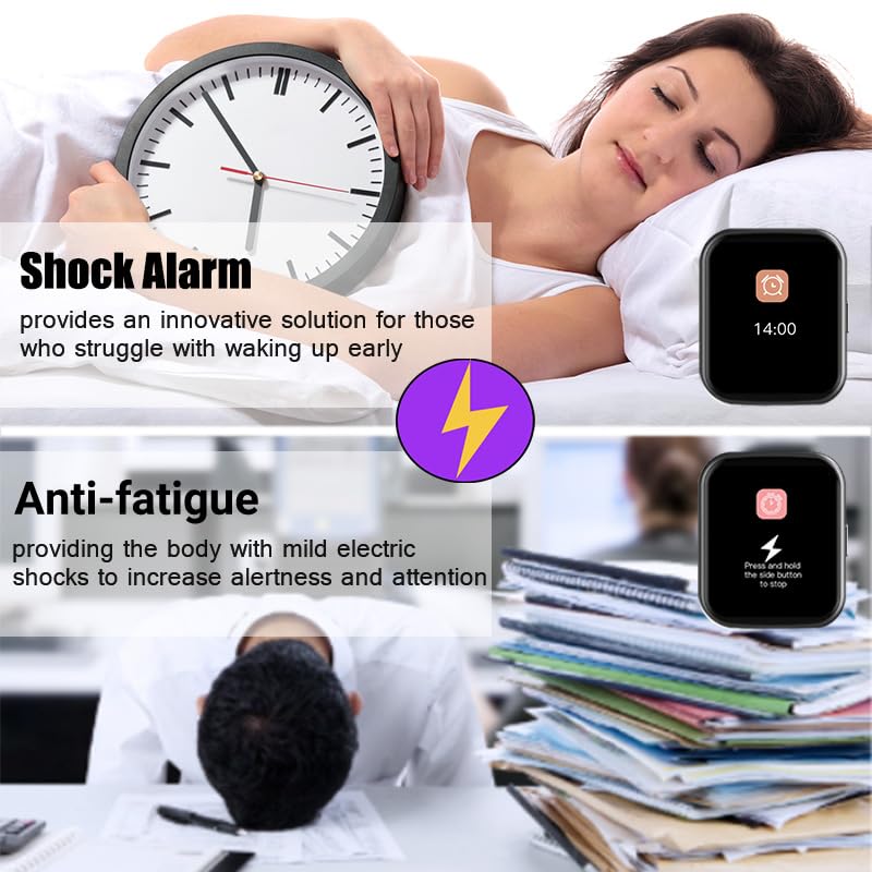 Electric Shock Alarm Clock for Heavy Sleepers - Wearable Silent Shock Pulse with Touch Screen