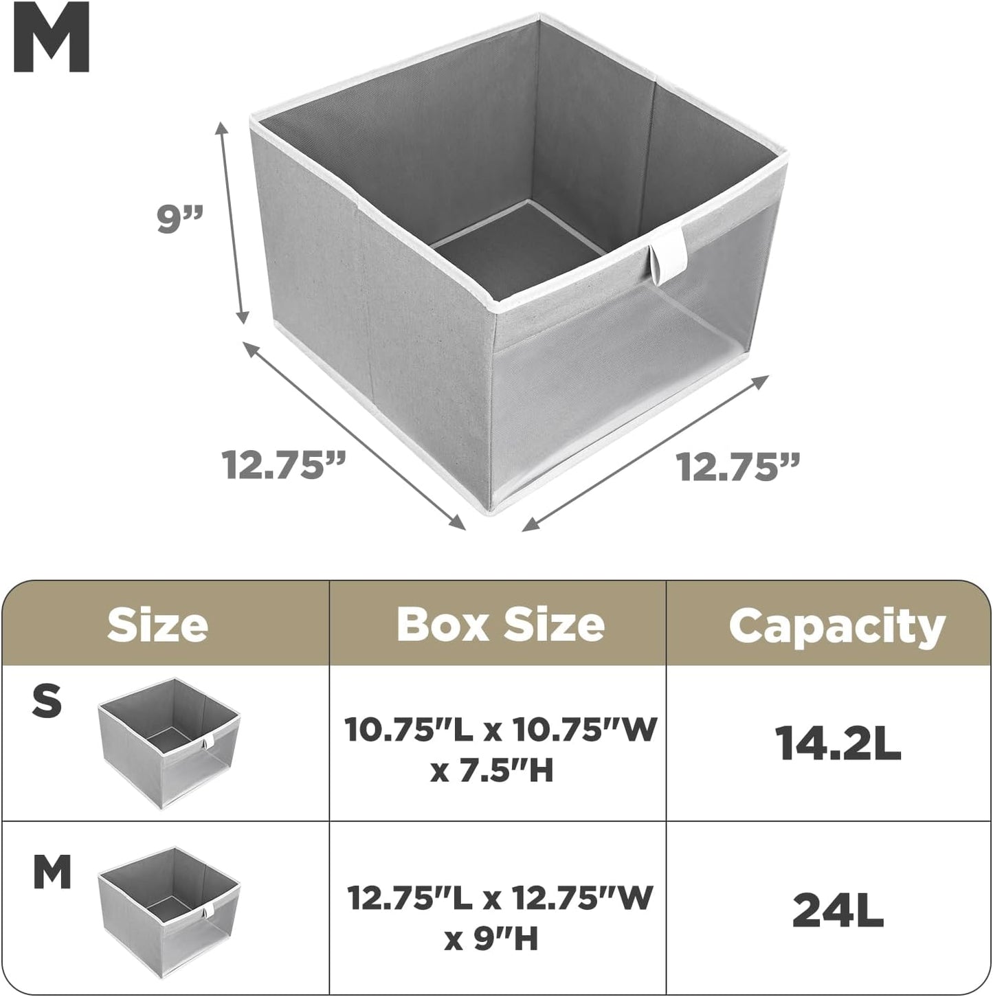 Linen Closet Organizers by [Brand Name] - Foldable Storage Bins with Mesh Window | 4-Pack Gray Baskets (12.75" x 12.75" x 9")
