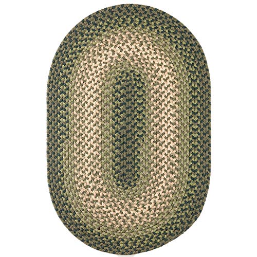Super Area Rugs Braided Rug Pinecrest Indoor/Outdoor Braided Carpet for High Traffic Kitchen, Green Multi, 2' x 3' Oval