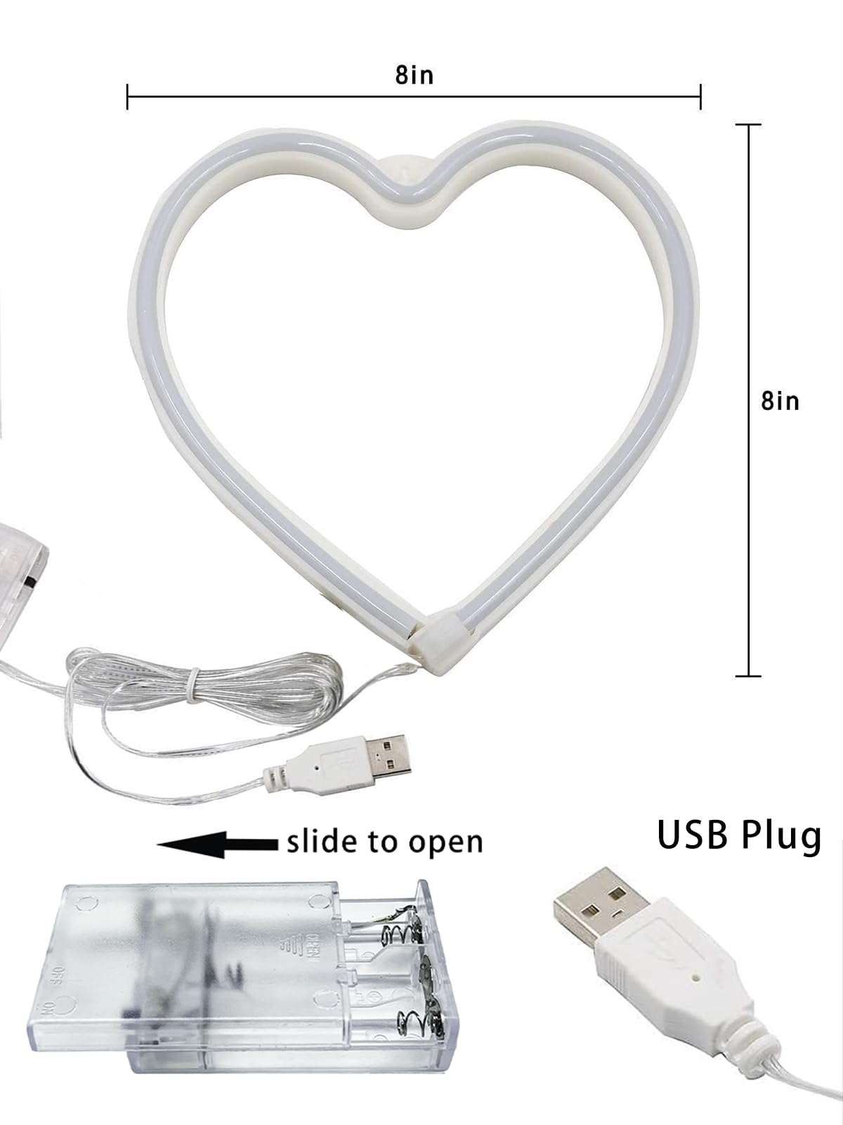 Pink Heart Neon Sign, Battery Operated or USB Powered LED Heart Lights for Valentines Day Decoration, Valentines Gifts for Wife Wedding Proposal Anniversary Mother's Day Girls’ Room Table Wall Decor
